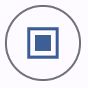 "Outlined icon button example for Android over a white background."