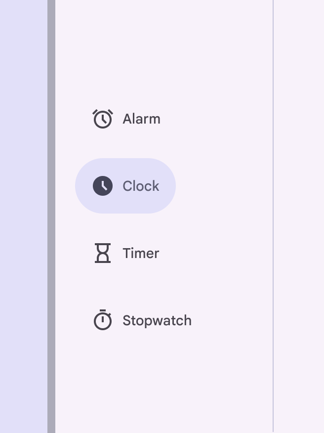 Example navigation rail with four icons