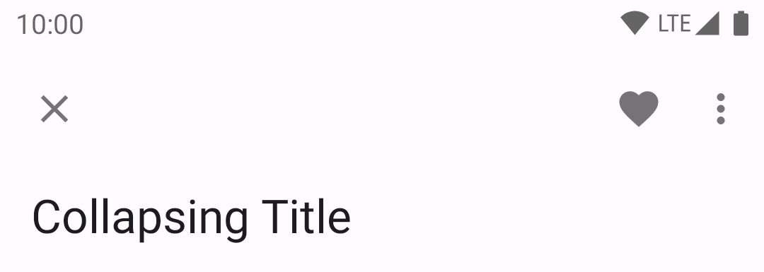 Medium top app bar with light background and grey icons with the page title on
a newline below the icons